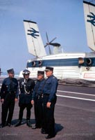 The SRN4 with Seaspeed in Calais - French gendarmes near the SRN4 (submitted by Pat Lawrence).